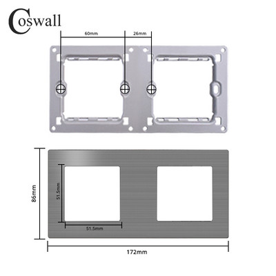 COSWALL L1 sērijas pelēks matēts alumīnija panelis pelēks sienas slēdzis ES ligzda HDMI saderīgs USB lādētājs TV RJ45 moduļi DIY