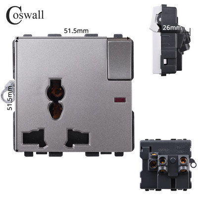 COSWALL L1 sērijas pelēks matēts alumīnija panelis pelēks sienas slēdzis ES ligzda HDMI saderīgs USB lādētājs TV RJ45 moduļi DIY