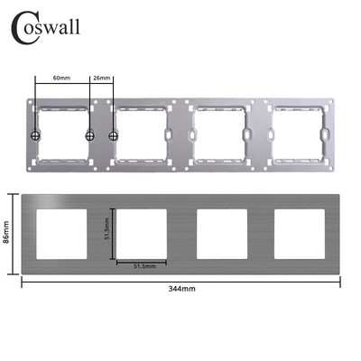 COSWALL L1 sērijas pelēks matēts alumīnija panelis pelēks sienas slēdzis ES ligzda HDMI saderīgs USB lādētājs TV RJ45 moduļi DIY