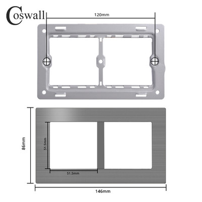 COSWALL L1 sērijas pelēks matēts alumīnija panelis pelēks sienas slēdzis ES ligzda HDMI saderīgs USB lādētājs TV RJ45 moduļi DIY