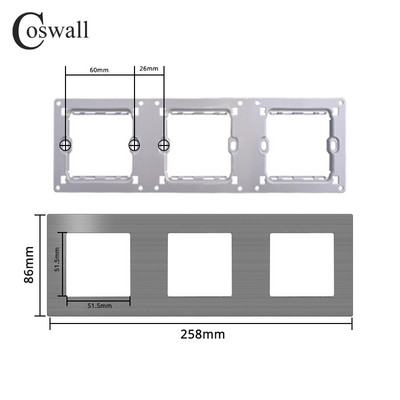 COSWALL L1 sērijas pelēks matēts alumīnija panelis pelēks sienas slēdzis ES ligzda HDMI saderīgs USB lādētājs TV RJ45 moduļi DIY