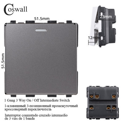 COSWALL L1 sērijas pelēks matēts alumīnija panelis pelēks sienas slēdzis ES ligzda HDMI saderīgs USB lādētājs TV RJ45 moduļi DIY