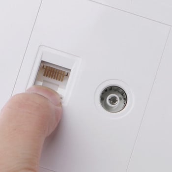 RJ45 Προσαρμογέας Δικτύου+Κεραία Τηλεόρασης Ομοαξονική Βάση τοίχου Έξοδος Πρόσοψη πάνελ