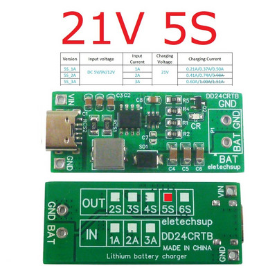 2-6S Tip-c Multi-celule 8,4 V 12,6 16,8 21 V 25,2 V Modul de încărcare amplificator pentru acumulatori 7,4 V 11,1 V 14,8 V 18,5 V 22,2 V 18650