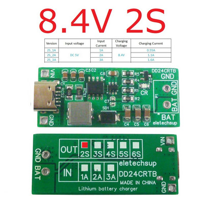 2-6S Tip-c Multi-celule 8,4 V 12,6 16,8 21 V 25,2 V Modul de încărcare amplificator pentru acumulatori 7,4 V 11,1 V 14,8 V 18,5 V 22,2 V 18650