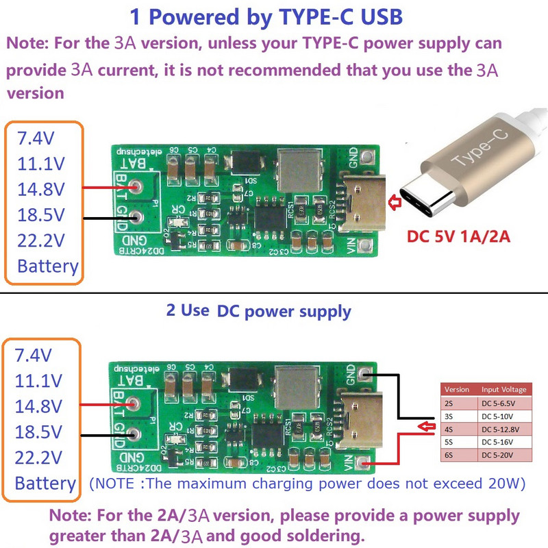 2-6S Tip-c Multi-celule 8,4 V 12,6 16,8 21 V 25,2 V Modul de încărcare amplificator pentru acumulatori 7,4 V 11,1 V 14,8 V 18,5 V 22,2 V 18650