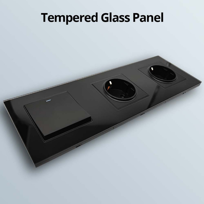 Wallpad Panou din sticlă neagră Comutator de lumină de perete Tasta funcție Doar DIY Combinație gratuită 52*52mm 1 2 3 4 5 Cadru multiplu