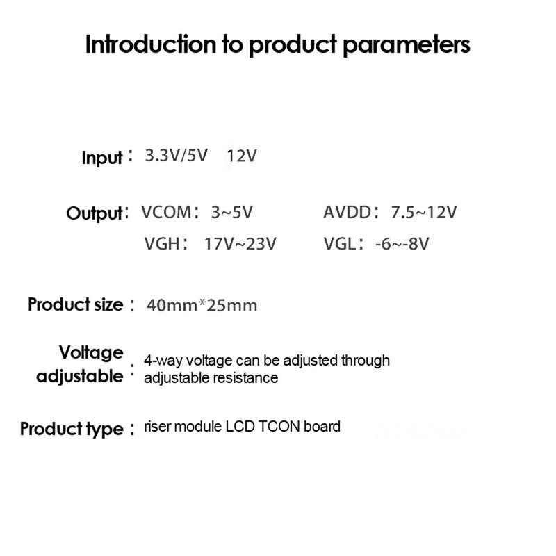 CA-408 CA-508 3.3V 5V 12V pastiprināšanas plates modulis VGL VGH VCOM AVDD 4 kanālu regulējams, paaugstināms LCD TCON modulis