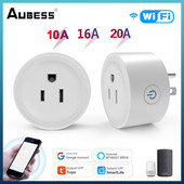 10A16A 20A Tuya Wifi US Plug DIY Smart Home Timing tápcsatlakozó Smart App Vezeték nélküli vezérlés Kimenet Hang az Alexa Google Home segítségével