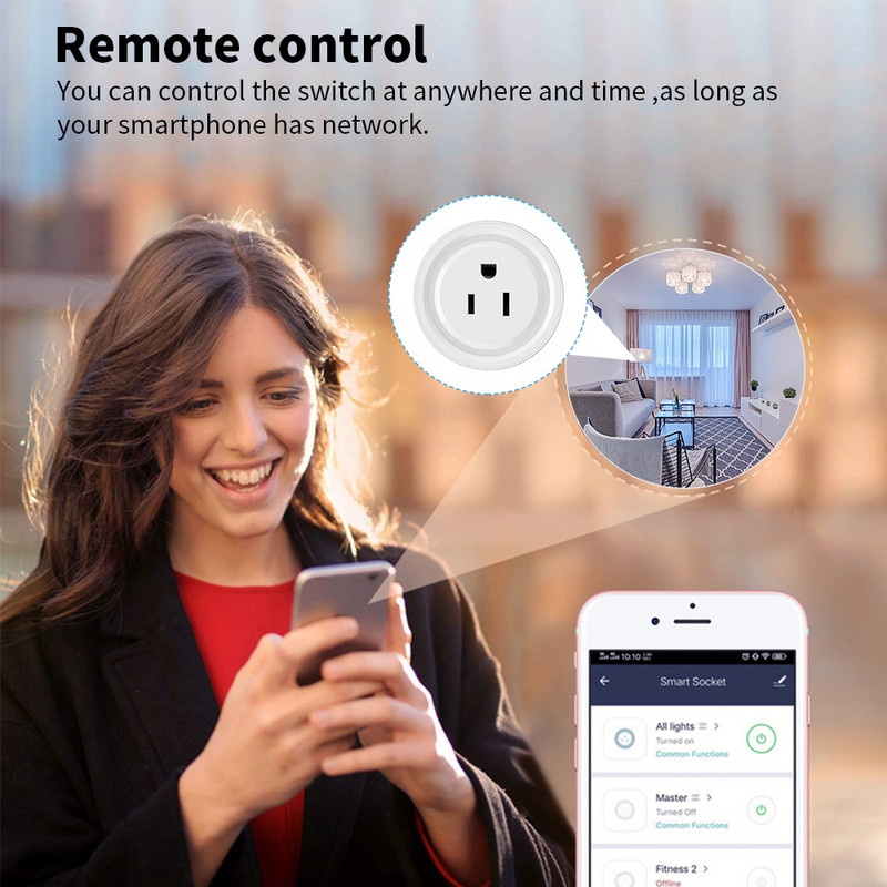 10A16A 20A Tuya Wifi US Plug DIY Smart Home Timing tápcsatlakozó Smart App Vezeték nélküli vezérlés Kimenet Hang az Alexa Google Home segítségével