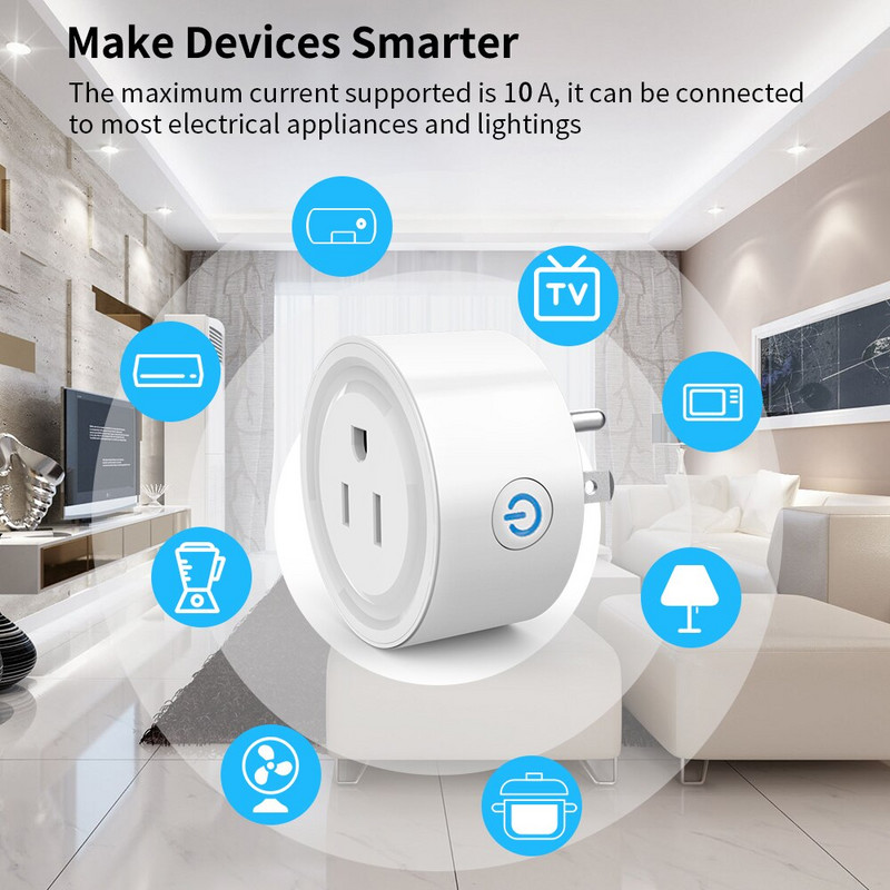 10A16A 20A Tuya Wifi US Plug DIY Smart Home Timing tápcsatlakozó Smart App Vezeték nélküli vezérlés Kimenet Hang az Alexa Google Home segítségével