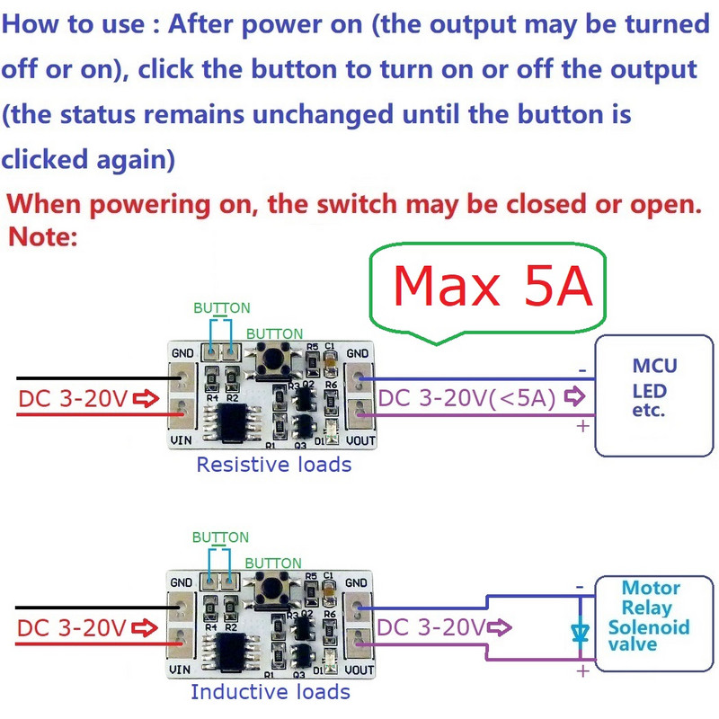 DC 3.3V 5V 12V Bistabil, autoblocare, comutator electronic pentru motor Arduino MEGA2560 ESP32 ESP8266 LED