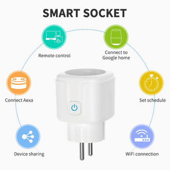 Tuya Zigbee Smart Socket EU Plug 16A Adapter Power Monitor Ασύρματο τηλεχειριστήριο λειτουργεί με το Google Home Alexa Alice