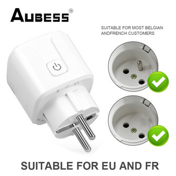 Tuya Zigbee Smart Socket EU Plug 16A Adapter Power Monitor Ασύρματο τηλεχειριστήριο λειτουργεί με το Google Home Alexa Alice
