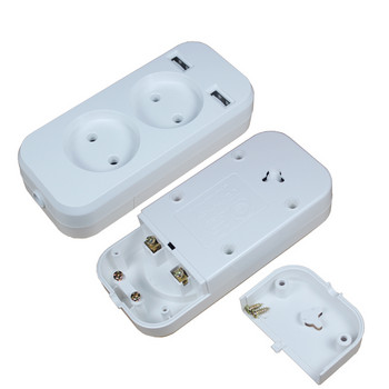 2021 Νέας σχεδίασης Double Socket European 5V 2A USB Extension Socket LE-11 White Color Pop Socket Outlet Usb