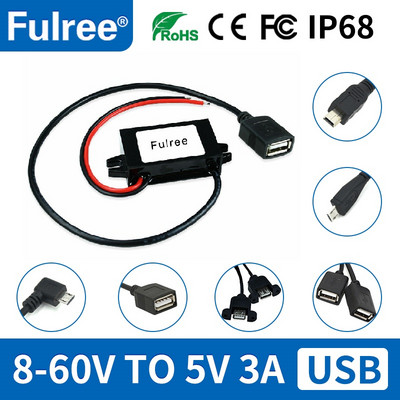 12V 24V 36V 48V до 5V Mini Micro USB C DC понижаващ преобразувател на захранване 12 волта към 5 волта DC зарядно за кола USBC конектор тип-C