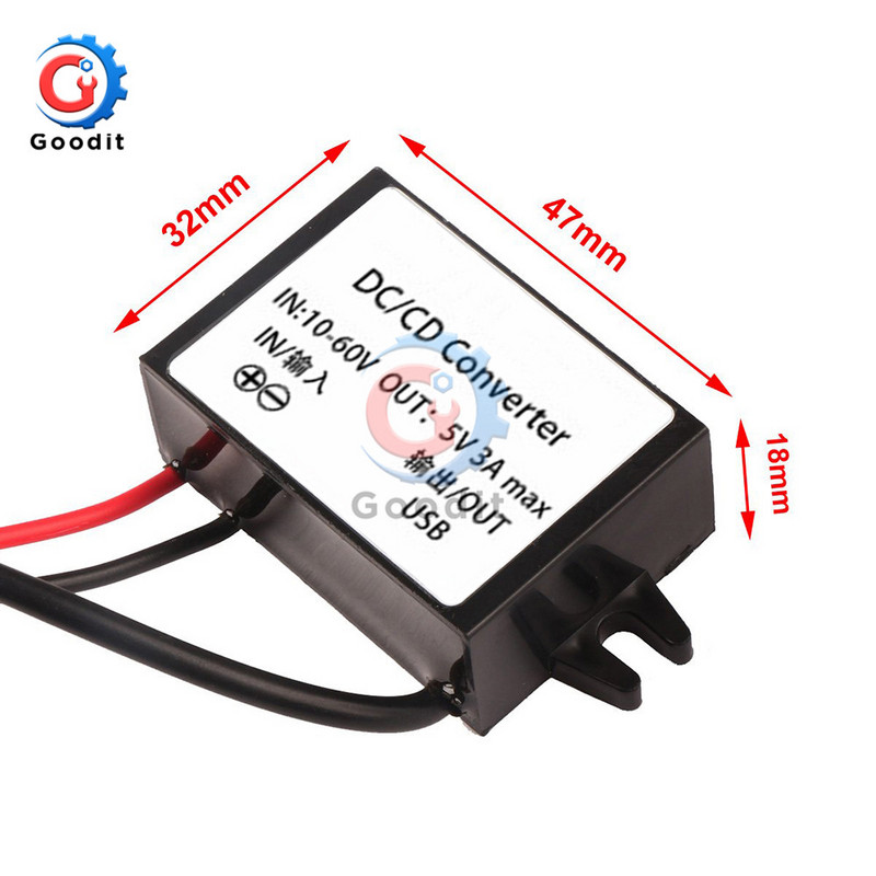 DC-DC 10V až 60V 12V 24V 3A 15W automobilový menič napájania Micro Mini USB znižujúci napätie napájací zdroj s dvojitým výstupným adaptérom a ochranou