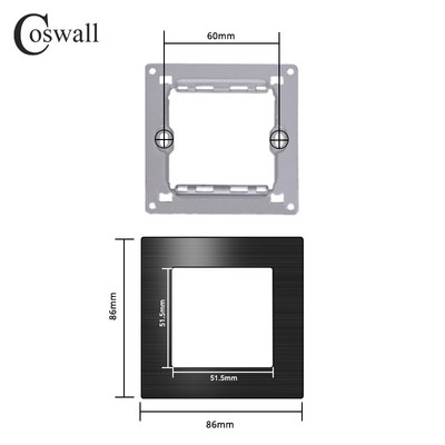 COSWALL L1 sorozat függőleges fekete szálcsiszolt alumínium panel fali kapcsoló EU francia aljzat HDMI-kompatibilis USB TV RJ45 modulok barkácsolás