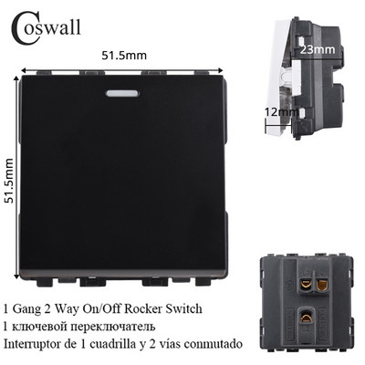 COSWALL L1 sorozat függőleges fekete szálcsiszolt alumínium panel fali kapcsoló EU francia aljzat HDMI-kompatibilis USB TV RJ45 modulok barkácsolás