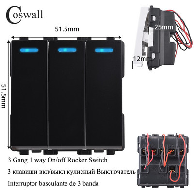 COSWALL L1 sorozat függőleges fekete szálcsiszolt alumínium panel fali kapcsoló EU francia aljzat HDMI-kompatibilis USB TV RJ45 modulok barkácsolás