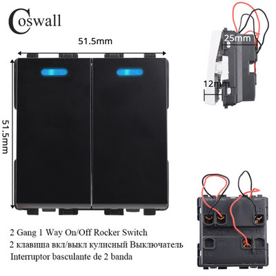 COSWALL L1 sorozat függőleges fekete szálcsiszolt alumínium panel fali kapcsoló EU francia aljzat HDMI-kompatibilis USB TV RJ45 modulok barkácsolás