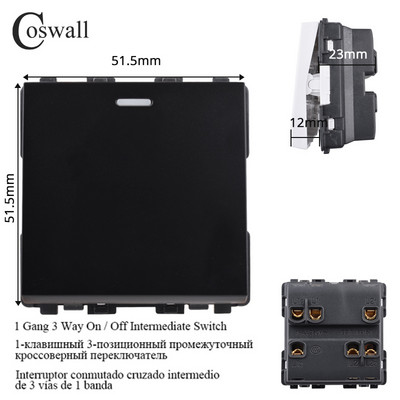 COSWALL L1 sorozat függőleges fekete szálcsiszolt alumínium panel fali kapcsoló EU francia aljzat HDMI-kompatibilis USB TV RJ45 modulok barkácsolás