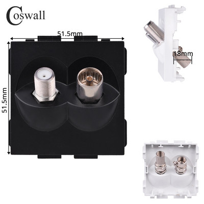 COSWALL L1 sorozat függőleges fekete szálcsiszolt alumínium panel fali kapcsoló EU francia aljzat HDMI-kompatibilis USB TV RJ45 modulok barkácsolás