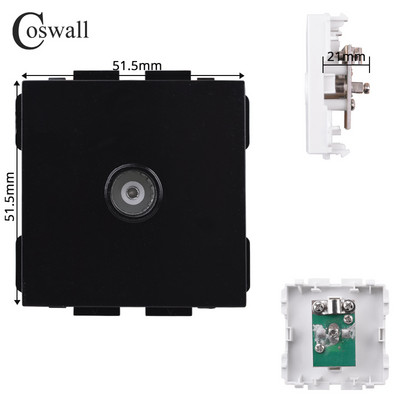 COSWALL L1 sorozat függőleges fekete szálcsiszolt alumínium panel fali kapcsoló EU francia aljzat HDMI-kompatibilis USB TV RJ45 modulok barkácsolás