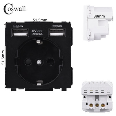 COSWALL L1 sorozat függőleges fekete szálcsiszolt alumínium panel fali kapcsoló EU francia aljzat HDMI-kompatibilis USB TV RJ45 modulok barkácsolás