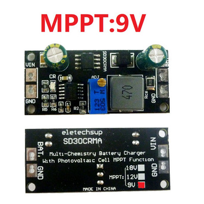 MPPT vezérlő 1A 3.2V 3.7V 3.8V 7.4V 11.1V 14.8V lítium akkumulátortöltő modul 9V 12V 18V napelemekhez