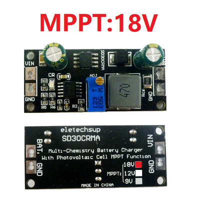 MPPT vezérlő 1A 3.2V 3.7V 3.8V 7.4V 11.1V 14.8V lítium akkumulátortöltő modul 9V 12V 18V napelemekhez