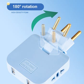 3PCS EU Plug 180° Περιστρεφόμενη υποδοχή Προσαρμογέας 3 σε 1 US Extension Plug Multi Plug Mini Slim Wireless Socket Adapter Υποδοχή USB