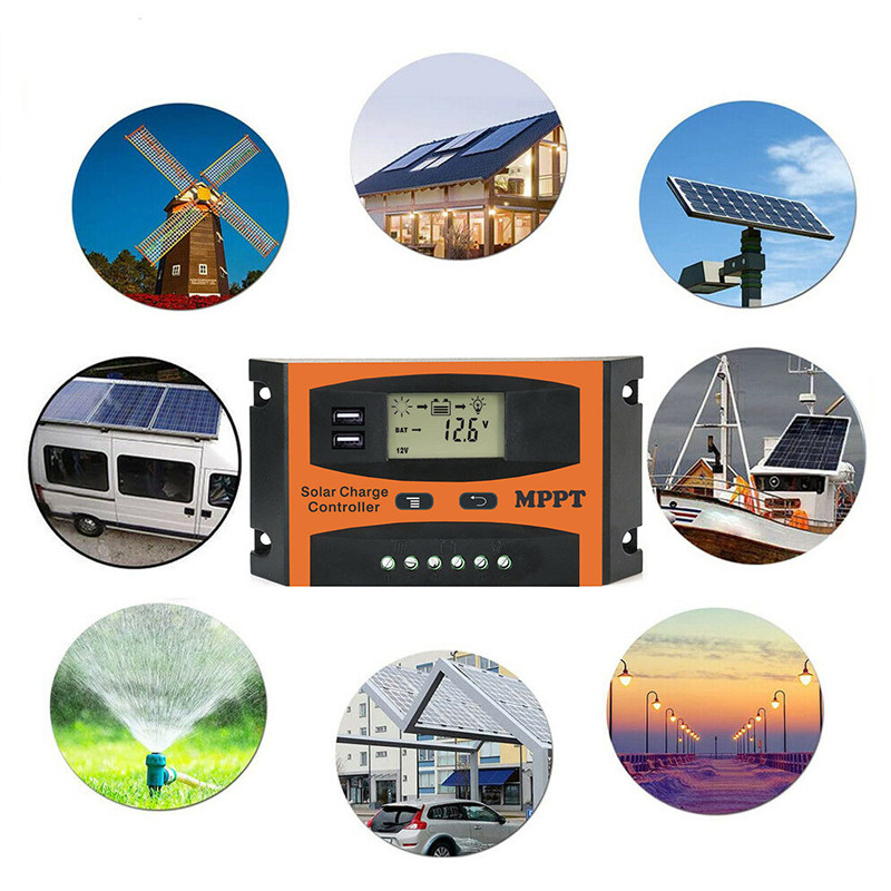 30A 40A 50A 60A MPPT Controler de încărcare solară 12V 24V Controler automat panou solar Baterie Controler dublu USB Ecran LCD