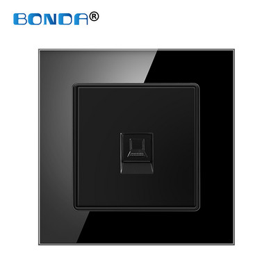 Priză RJ45 de perete Internet Eu/UK CAT5 Rețea Port pentru computer Mufă curent slabă Priză de acasă Rj45 Cristal Sticlă securizată 86mm*86mm