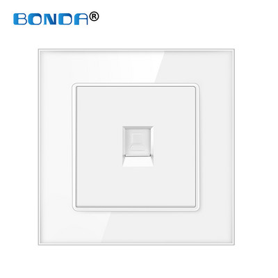 Priză RJ45 de perete Internet Eu/UK CAT5 Rețea Port pentru computer Mufă curent slabă Priză de acasă Rj45 Cristal Sticlă securizată 86mm*86mm