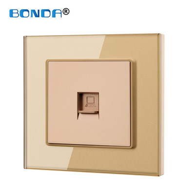 Priză RJ45 de perete Internet Eu/UK CAT5 Rețea Port pentru computer Mufă curent slabă Priză de acasă Rj45 Cristal Sticlă securizată 86mm*86mm