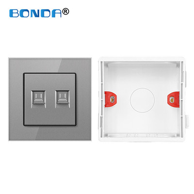 Priză RJ45 de perete Internet Eu/UK CAT5 Rețea Port pentru computer Mufă curent slabă Priză de acasă Rj45 Cristal Sticlă securizată 86mm*86mm