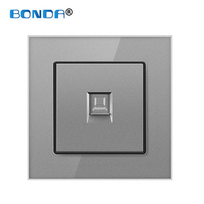 Priză RJ45 de perete Internet Eu/UK CAT5 Rețea Port pentru computer Mufă curent slabă Priză de acasă Rj45 Cristal Sticlă securizată 86mm*86mm