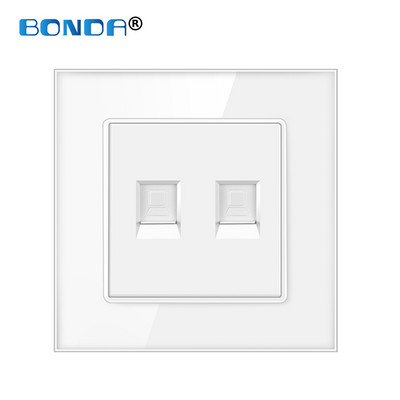 Priză RJ45 de perete Internet Eu/UK CAT5 Rețea Port pentru computer Mufă curent slabă Priză de acasă Rj45 Cristal Sticlă securizată 86mm*86mm
