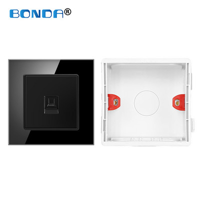 Priză RJ45 de perete Internet Eu/UK CAT5 Rețea Port pentru computer Mufă curent slabă Priză de acasă Rj45 Cristal Sticlă securizată 86mm*86mm