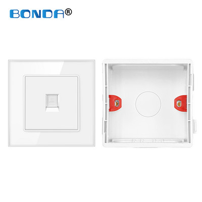 Priză RJ45 de perete Internet Eu/UK CAT5 Rețea Port pentru computer Mufă curent slabă Priză de acasă Rj45 Cristal Sticlă securizată 86mm*86mm