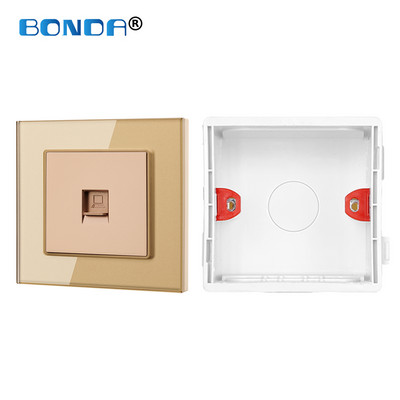 Priză RJ45 de perete Internet Eu/UK CAT5 Rețea Port pentru computer Mufă curent slabă Priză de acasă Rj45 Cristal Sticlă securizată 86mm*86mm