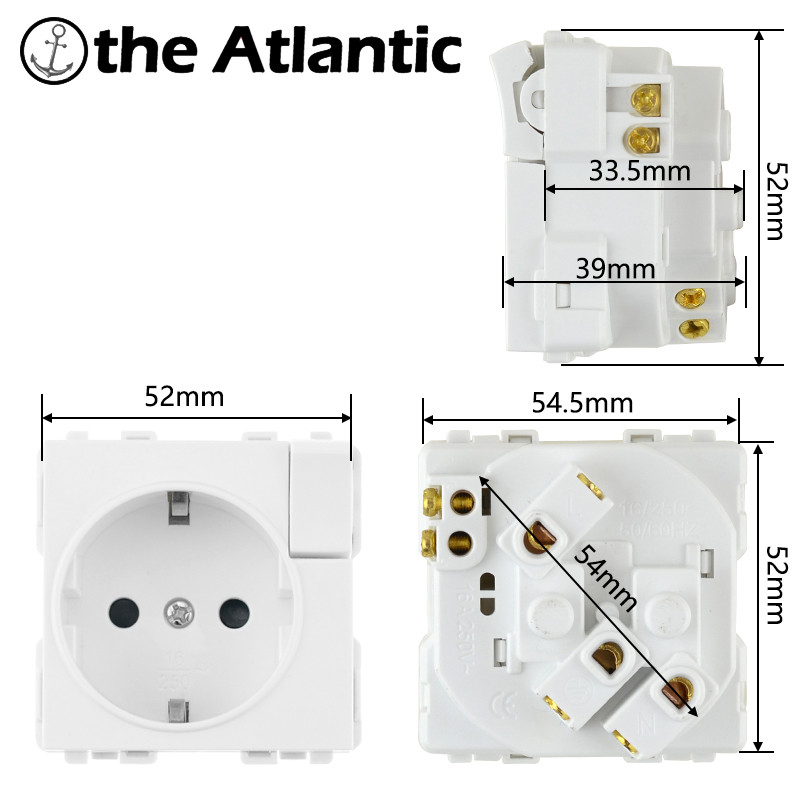 S sorozat- EU tápcsatlakozó funkció modul aljzat kapcsolóval DIY aljzat tartozékok ingyenes kombináció fehér 250V 16A Európa