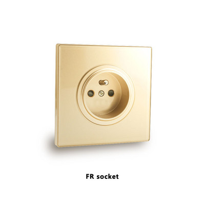 Avoir elektromos aljzatok fali csatlakozóaljzat arany szürke fehér fekete kristályüveg panel EU francia szabványos tápcsatlakozó 86 típus 220 V