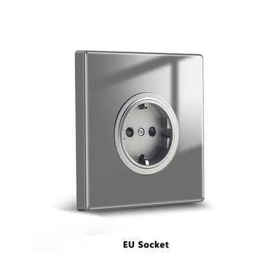 Avoir elektromos aljzatok fali csatlakozóaljzat arany szürke fehér fekete kristályüveg panel EU francia szabványos tápcsatlakozó 86 típus 220 V