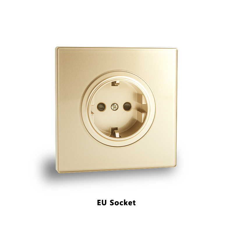 Avoir elektromos aljzatok fali csatlakozóaljzat arany szürke fehér fekete kristályüveg panel EU francia szabványos tápcsatlakozó 86 típus 220 V