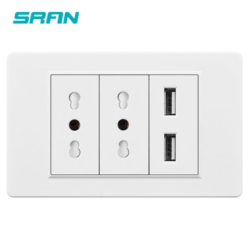 SRAN Ιταλία Χιλή Πρίζα τοίχου Usb 16A 110V-250V PC Πίνακας υλικού επιβραδυντικού φλόγας Ηλεκτρικές πρίζες 118mm*72mm, Χωρίς λογότυπο