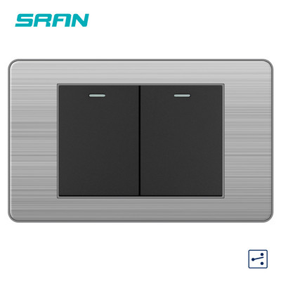 SRAN 15A Priză Usb C standard american Panou din oțel inoxidabil 118*72mm Priză SUA/Thailanda Întrerupător 2 căi Negru/Gri