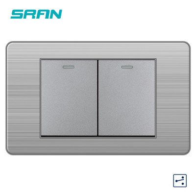 SRAN 15A Priză Usb C standard american Panou din oțel inoxidabil 118*72mm Priză SUA/Thailanda Întrerupător 2 căi Negru/Gri