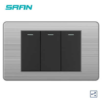 SRAN 15A Priză Usb C standard american Panou din oțel inoxidabil 118*72mm Priză SUA/Thailanda Întrerupător 2 căi Negru/Gri